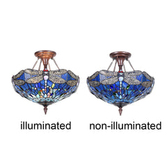 Capulina Tiffany Ceiling Light Pendant Lamp Dragonfly Stained Glass Ceiling