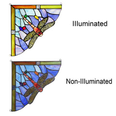 Capulina 1 Pair Dragonfly Stained Glass Panels Door Window Corner Tiffany