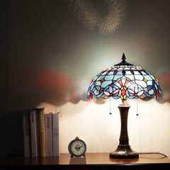 Capulina Tiffany Table Lamp Bedside Reading Lamp 2-Light 16" Wide Traditional Crafts Antique Art Style Desk Lamp for Bedrooms Living Room