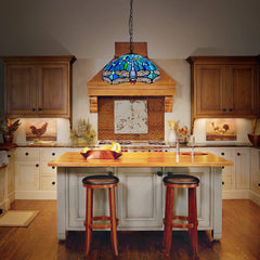 Capulina Tiffany Pendant Light Antique Dragonfly Style Stained Glass Hanging Lamp