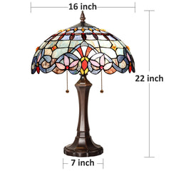 Capulina Tiffany Table Lamp Bedside Reading Lamp 2-Light 16" Wide Traditional Crafts Antique Art Style Desk Lamp for Bedrooms Living Room