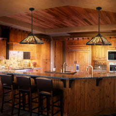 Capulina Tiffany Pendant Lights Stained Glass Hanging Lamp Antique Rustic Mission Style