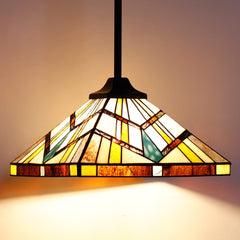 Capulina Tiffany Pendant Light 12 Wide Antique Cream Amber Style Stained Glass Hanging Lamp for Kitchen Island Living Dining Room Hallway Counter