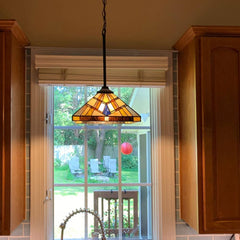 Capulina Tiffany Pendant Light 12 Wide Antique Cream Amber Style Stained Glass Hanging Lamp for Kitchen Island Living Dining Room Hallway Counter