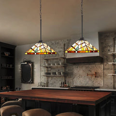 Capulina Tiffany Pendant Light 12 Wide Antique Cream Amber Style Stained Glass Hanging Lamp for Kitchen Island Living Dining Room Hallway Counter