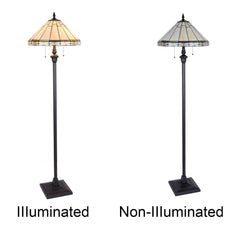 Capulina Tiffany Floor Lamp 2-Light 18 Inches Wide Blackish Bronze Pole Cream Stained Glass Standing Reading Light for Living Room Bedroom Office Home