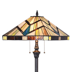 Capulina Tiffany Style Floor Lamp 2-Light 16 Inches Wide Cream Amber Stained Glass Antique Style Standing Lamp for Living Room Bedroom Home Office