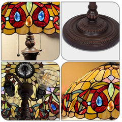 Capulina Tiffany Floor Lamp 2-Light 16 Wide Antique Victorian Style Stained Glass Industrial Dark Bronze Pole Standing Reading Light for Living Room Bedroom Office