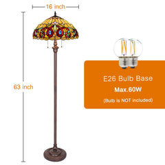 Capulina Tiffany Floor Lamp 2-Light 16 Wide Antique Victorian Style Stained Glass Industrial Dark Bronze Pole Standing Reading Light for Living Room Bedroom Office