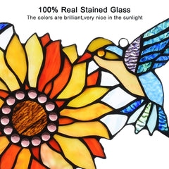 Capulina Sunflower Hummingbirds Stained Glass Window Hangings
