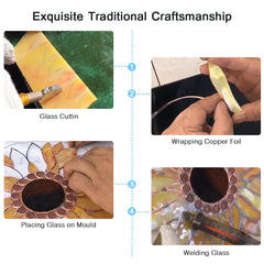 Capulina Sunflower Hummingbirds Stained Glass Window Hangings