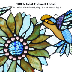 Capulina Sunflower Hummingbirds Stained Glass Window Flower Birds