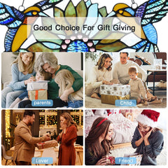 Capulina Sunflower Hummingbirds Stained Glass Window Flower Birds