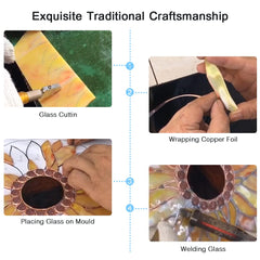 Capulina Sunflower Hummingbirds Stained Glass Window Flower Birds