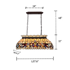 Capulina Tiffany Pool Table Lights Dining Room Kitchen Island Farmhouse Pendant Light 3-Light 28 Lampshade Antique Style