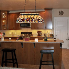 Capulina Tiffany Pool Table Lights Dining Room Kitchen Island Farmhouse Pendant Light 3-Light 28 Lampshade Antique Style