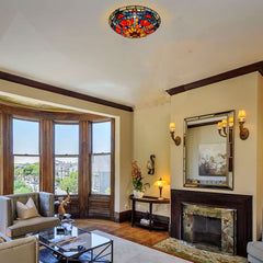 Artzone Tiffany Stained Glass Flush Mount Ceiling Light