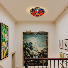 Artzone Tiffany Stained Glass Flush Mount Ceiling Light