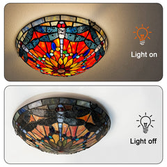 Artzone Tiffany Stained Glass Flush Mount Ceiling Light