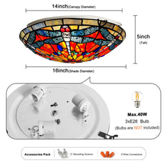 Artzone Tiffany Stained Glass Flush Mount Ceiling Light