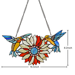 Capulina Sunflower Hummingbirds Stained Glass Window Hangings