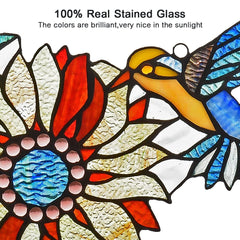 Capulina Sunflower Hummingbirds Stained Glass Window Hangings