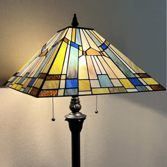 Capulina Tiffany Floor Lamp 2-Light Industrial Blackish Bronze Pole Stained Glass