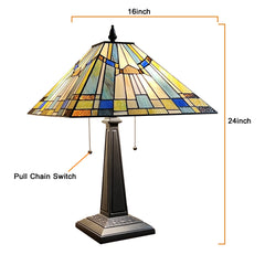 Capulina Tiffany Table Lamp Bedside Reading Lamp 2-Light 16 Wide Antique Mission Style Handicrafts Desk Lamp for Bedrooms Living Room Office