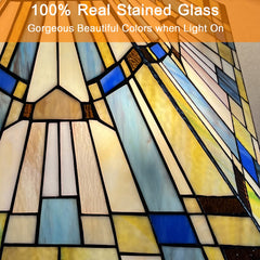 Capulina Tiffany Table Lamp Bedside Reading Lamp 2-Light 16 Wide Antique Mission Style Handicrafts Desk Lamp for Bedrooms Living Room Office