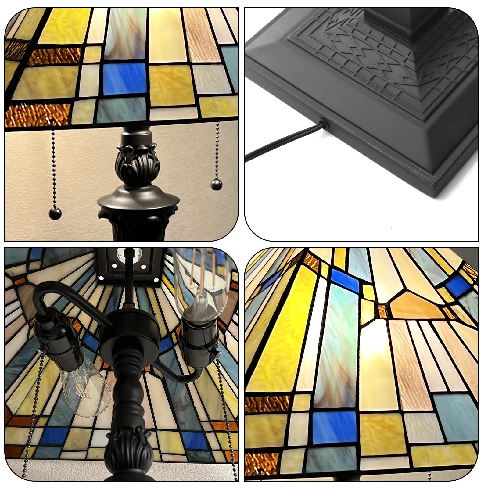 Capulina Tiffany Floor Lamp 2-Light Industrial Blackish Bronze Pole Stained Glass