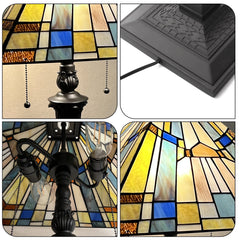 Capulina Tiffany Floor Lamp 2-Light Industrial Blackish Bronze Pole Stained Glass
