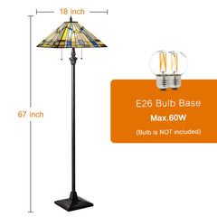 Capulina Tiffany Floor Lamp 2-Light Industrial Blackish Bronze Pole Stained Glass