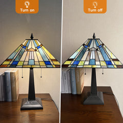 Capulina Tiffany Table Lamp Bedside Reading Lamp 2-Light 16 Wide Antique Mission Style Handicrafts Desk Lamp for Bedrooms Living Room Office