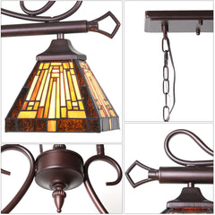 Capulina Kitchen Dining Room Tiffany Pendant Lighting 3-Light Vintage Antique Style Chandelier Pendant Light Fixture for Rustic Farmhouse
