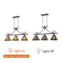 Capulina Kitchen Dining Room Tiffany Pendant Lighting 3-Light Vintage Antique Style Chandelier Pendant Light Fixture for Rustic Farmhouse