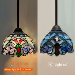 Capulina Tiffany Mini Pendant Light Rustic Antique Style Stained Glass Hanging Lamp