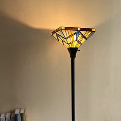 Capulina Tiffany Torchiere Floor Lamp Vintage Industrial Pole Mission Style