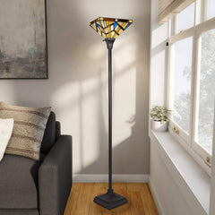 Capulina Tiffany Torchiere Floor Lamp Vintage Industrial Pole Mission Style