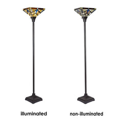 Capulina Tiffany Torchiere Floor Lamp Vintage Industrial Pole Mission Style