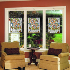 Capulina Sunflower Humming Bird Rectangle Stained Glass Window Tiffany Glass