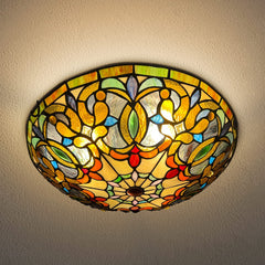 Artzone Tiffany Stained Glass Flush Mount Ceiling Light