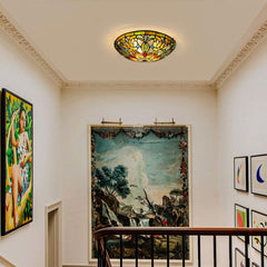 Artzone Tiffany Stained Glass Flush Mount Ceiling Light