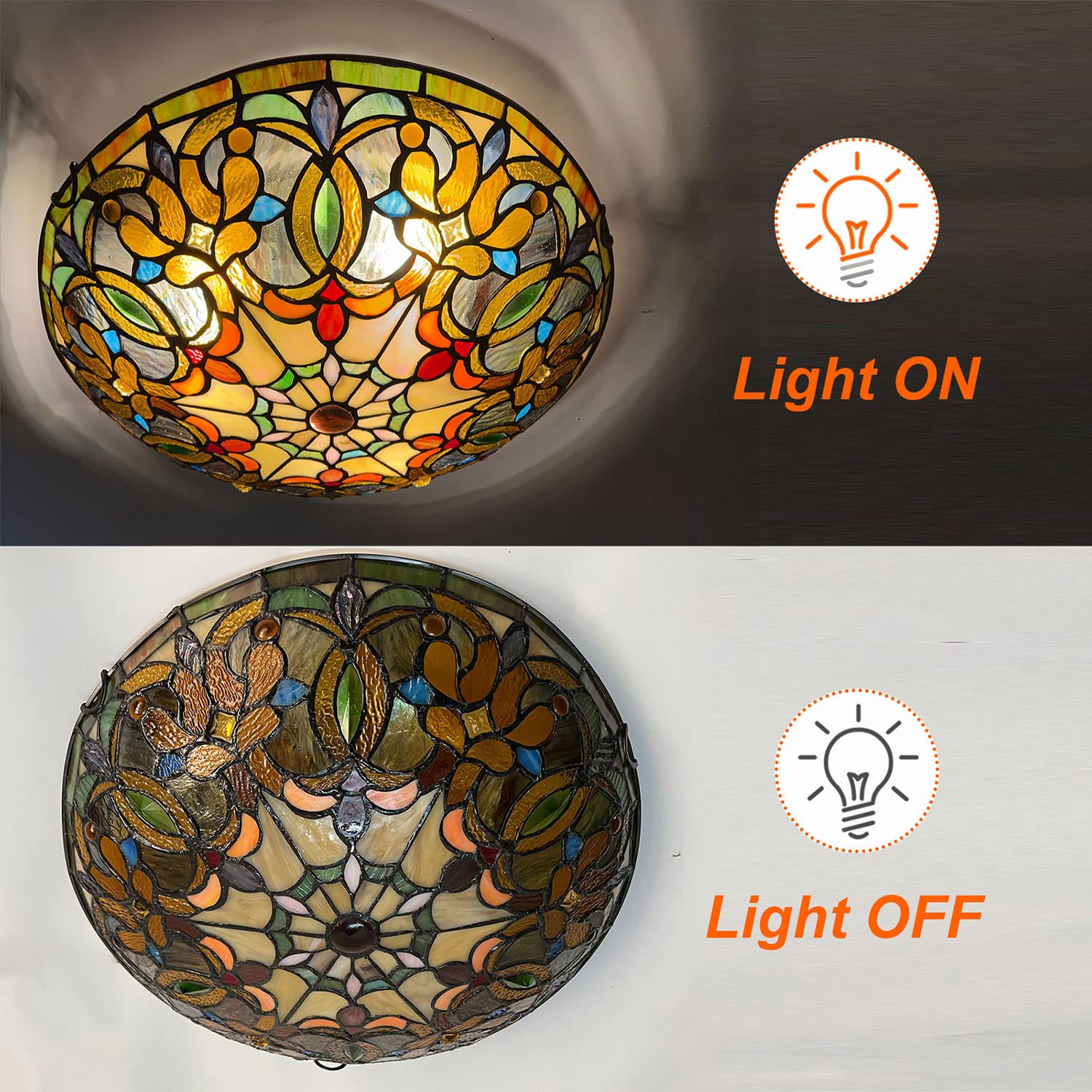Artzone Tiffany Stained Glass Flush Mount Ceiling Light