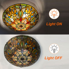 Artzone Tiffany Stained Glass Flush Mount Ceiling Light