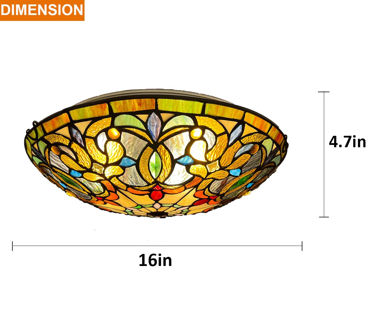 Artzone Tiffany Stained Glass Flush Mount Ceiling Light