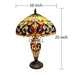Capulina Tiffany Large Table Lamp 3-Light Desk Light