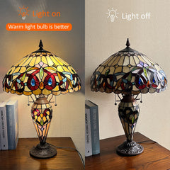 Capulina Tiffany Large Table Lamp 3-Light Desk Light