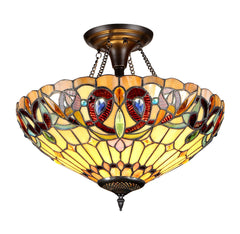 Capulina Tiffany Ceiling Light Pendant Lights 18 Wide 3 Light Victorian Style Chandeliers for Living Room Stairway Foyer Entryway