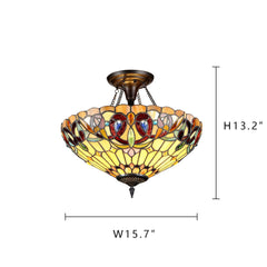 Capulina Tiffany Ceiling Light Pendant Lights 18 Wide 3 Light Victorian Style Chandeliers for Living Room Stairway Foyer Entryway