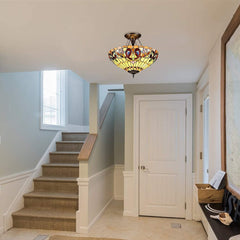 Capulina Tiffany Ceiling Light Pendant Lights 18 Wide 3 Light Victorian Style Chandeliers for Living Room Stairway Foyer Entryway
